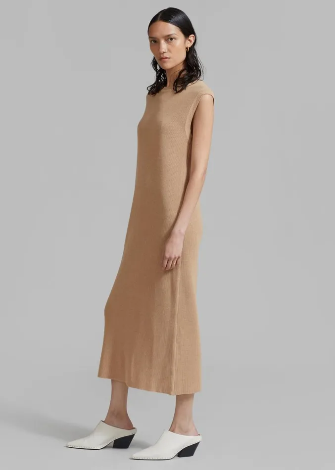 The Frankie Shop Rosie Knit Dress 8211 Camel Women Clothing
