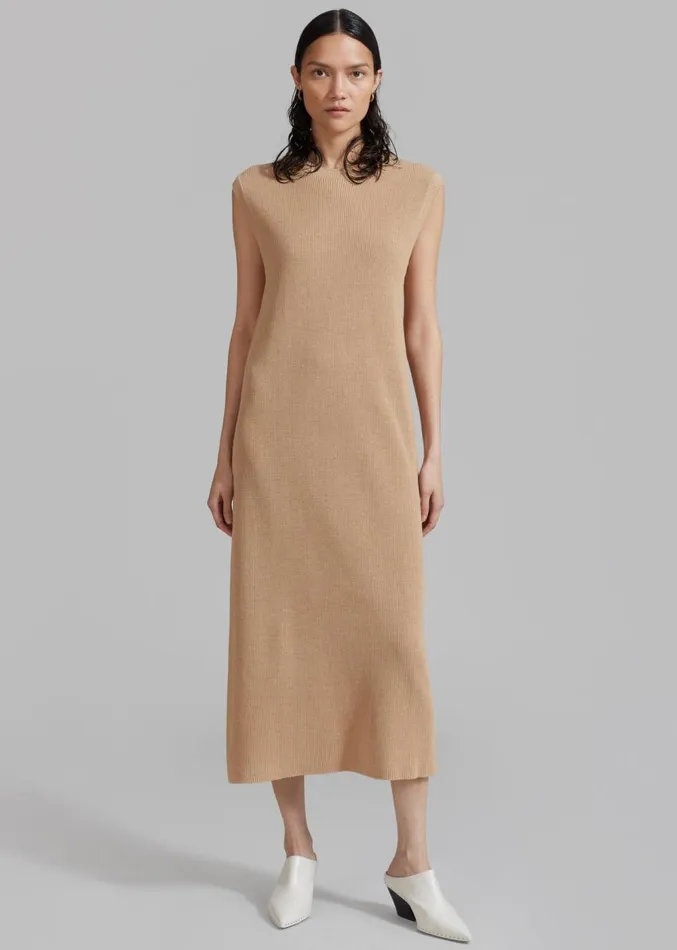 The Frankie Shop Rosie Knit Dress 8211 Camel Women Clothing