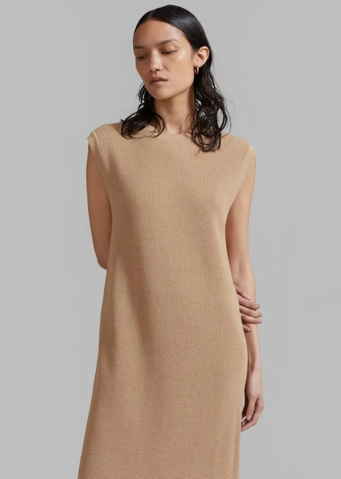 The Frankie Shop Rosie Knit Dress 8211 Camel Women Clothing