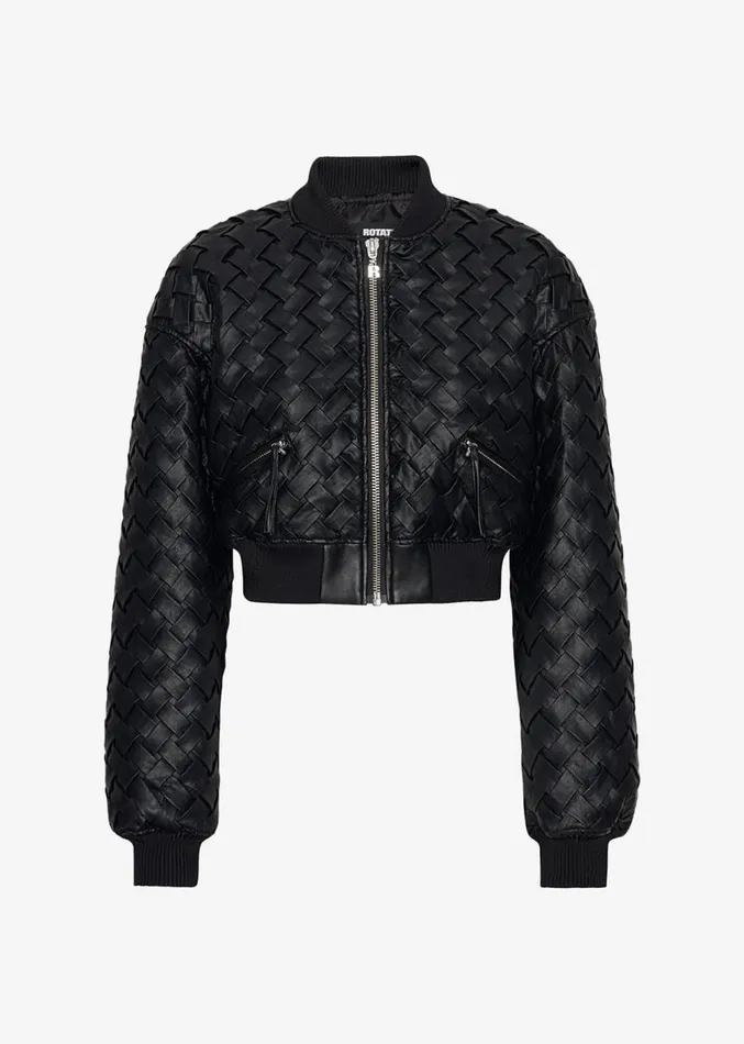 The Frankie Shop ROTATE Braided Bomber Jacket 8211 Black Women Outerwear