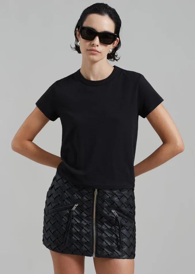 The Frankie Shop ROTATE Braided Mini Skirt 8211 Black Women Bottoms