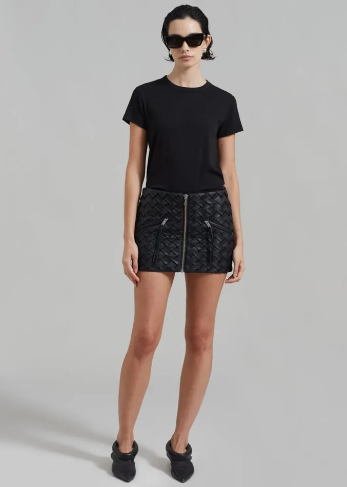The Frankie Shop ROTATE Braided Mini Skirt 8211 Black Women Bottoms