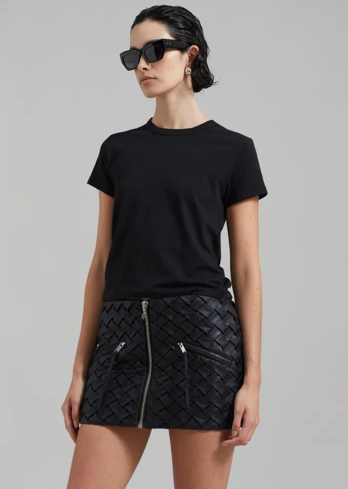 The Frankie Shop ROTATE Braided Mini Skirt 8211 Black Women Bottoms