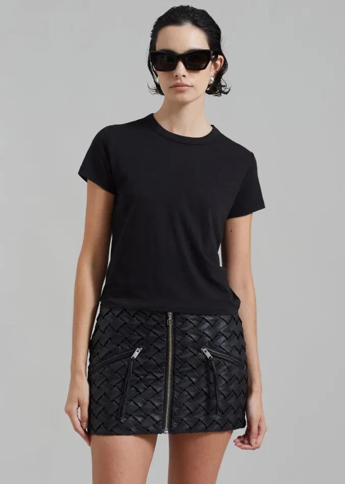 The Frankie Shop ROTATE Braided Mini Skirt 8211 Black Women Bottoms