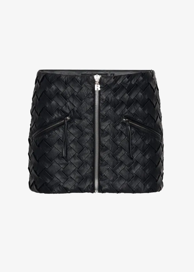 The Frankie Shop ROTATE Braided Mini Skirt 8211 Black Women Bottoms
