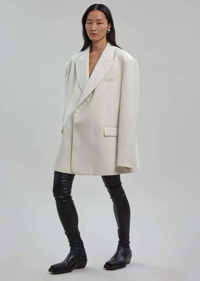 The Frankie Shop Sadie Oversized Double Breasted Blazer 8211 Cream Women Clothing The Frankie Shop Sadie Oversized Double Breasted Blazer 8211 Cream Women Clothing