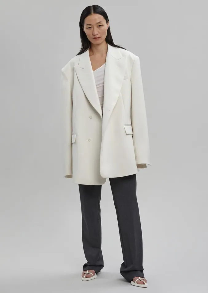The Frankie Shop Sadie Oversized Double Breasted Blazer 8211 Cream Women Clothing