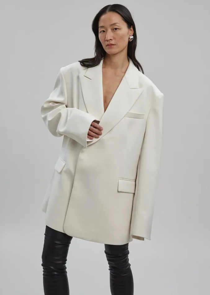 The Frankie Shop Sadie Oversized Double Breasted Blazer 8211 Cream Women Clothing