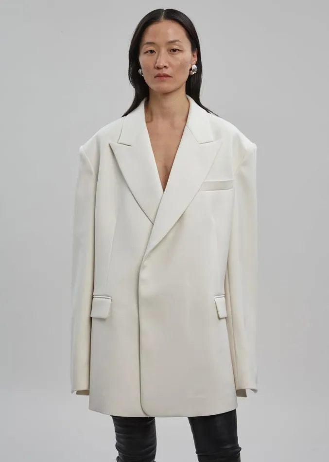 The Frankie Shop Sadie Oversized Double Breasted Blazer 8211 Cream Women Clothing