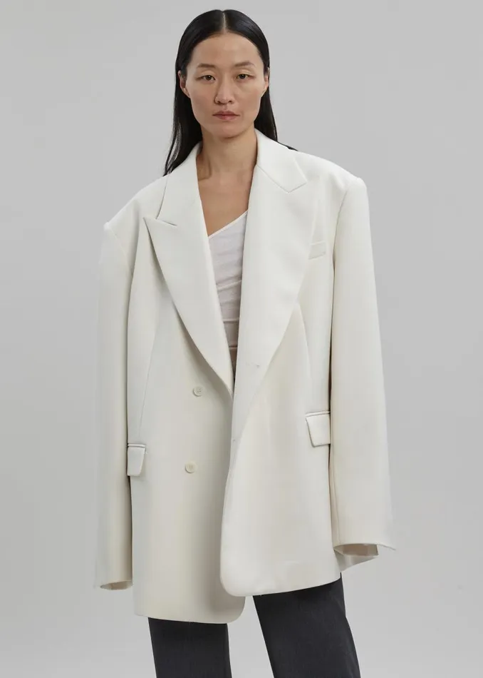 The Frankie Shop Sadie Oversized Double Breasted Blazer 8211 Cream Women Clothing