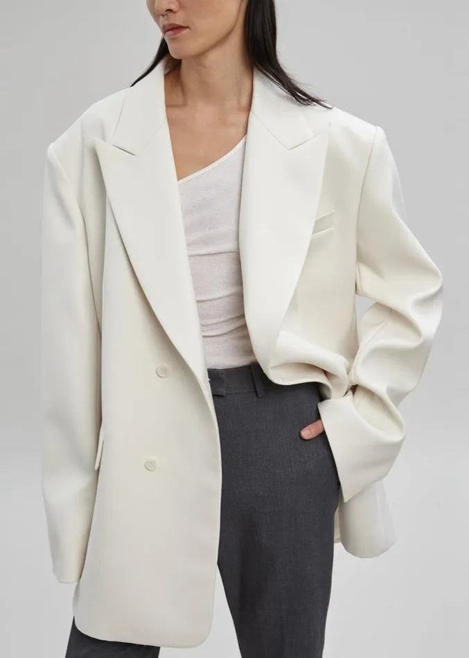 The Frankie Shop Sadie Oversized Double Breasted Blazer 8211 Cream Women Clothing