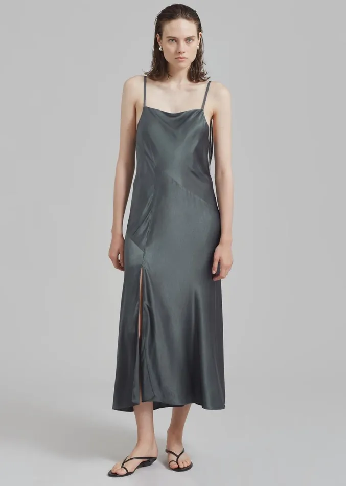 The Frankie Shop Samse Samse Viktoria Bias Strap Dress 8211 Iron Gate Women Dresses