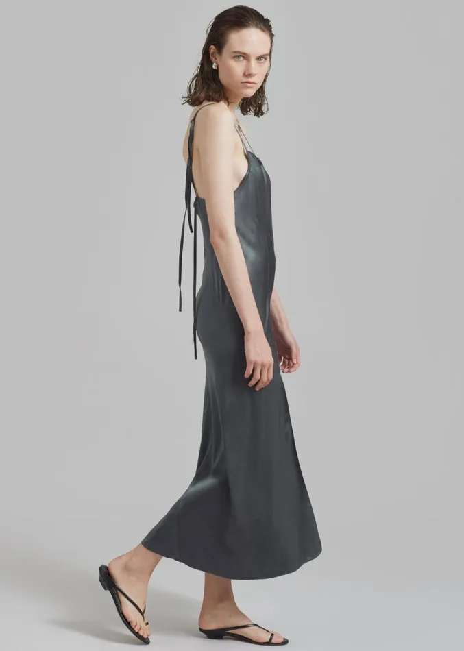 The Frankie Shop Samse Samse Viktoria Bias Strap Dress 8211 Iron Gate Women Dresses