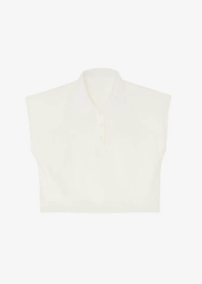 The Frankie Shop Serena Polo Padded Shoulders Boxy Top 8211 Beige Women Clothing