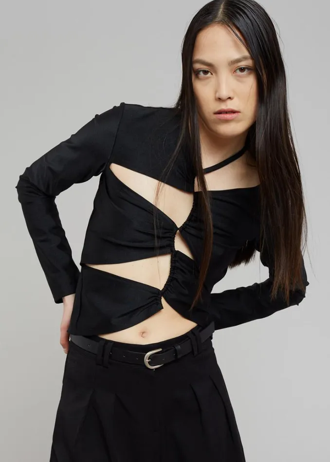 The Frankie Shop Sid Neigum Cutout Tension Blouse 8211 Black Women Tops