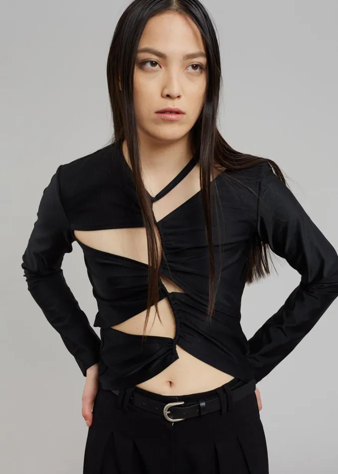 The Frankie Shop Sid Neigum Cutout Tension Blouse 8211 Black Women Tops