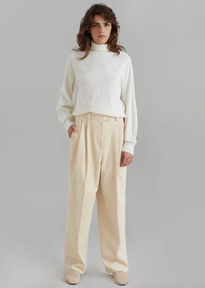 The Frankie Shop Siham Corduroy Pants 8211 Cream Women Clothing