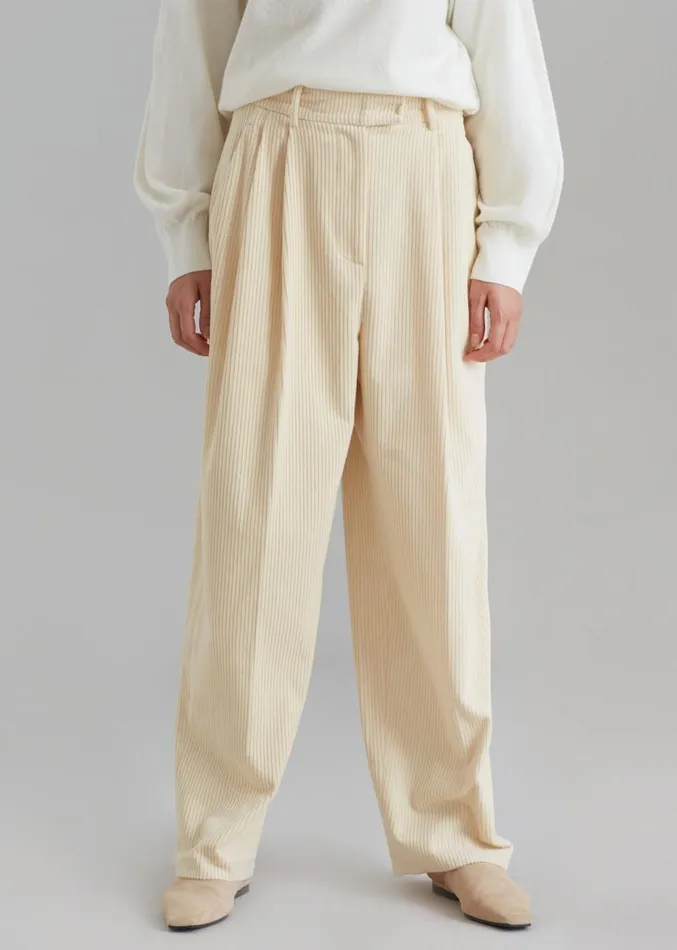 The Frankie Shop Siham Corduroy Pants 8211 Cream Women Clothing
