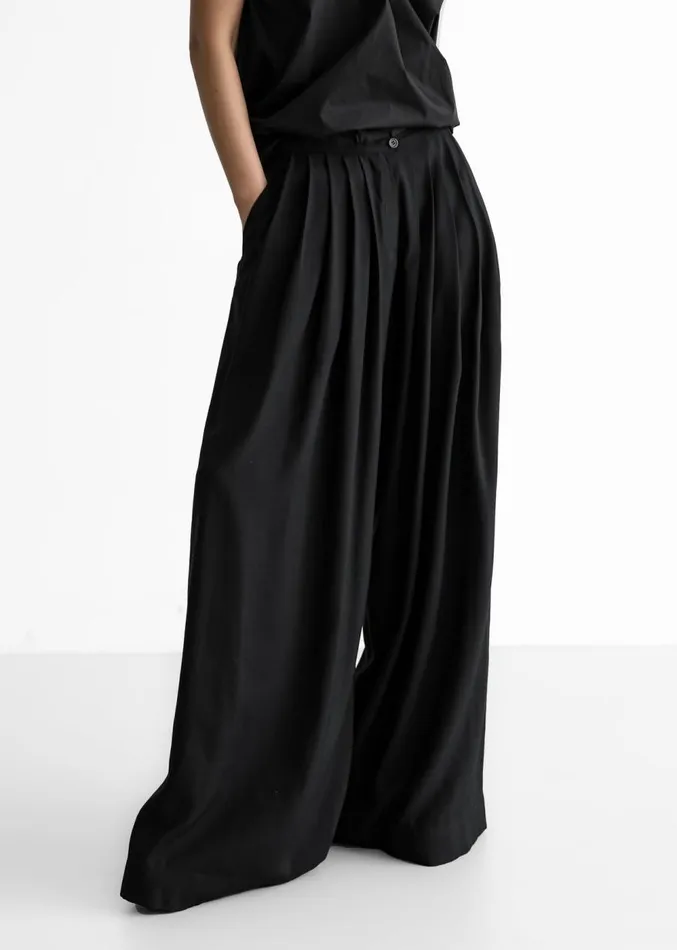 The Frankie Shop Sloane Wide Leg Trousers 8211 Black Women Clothing