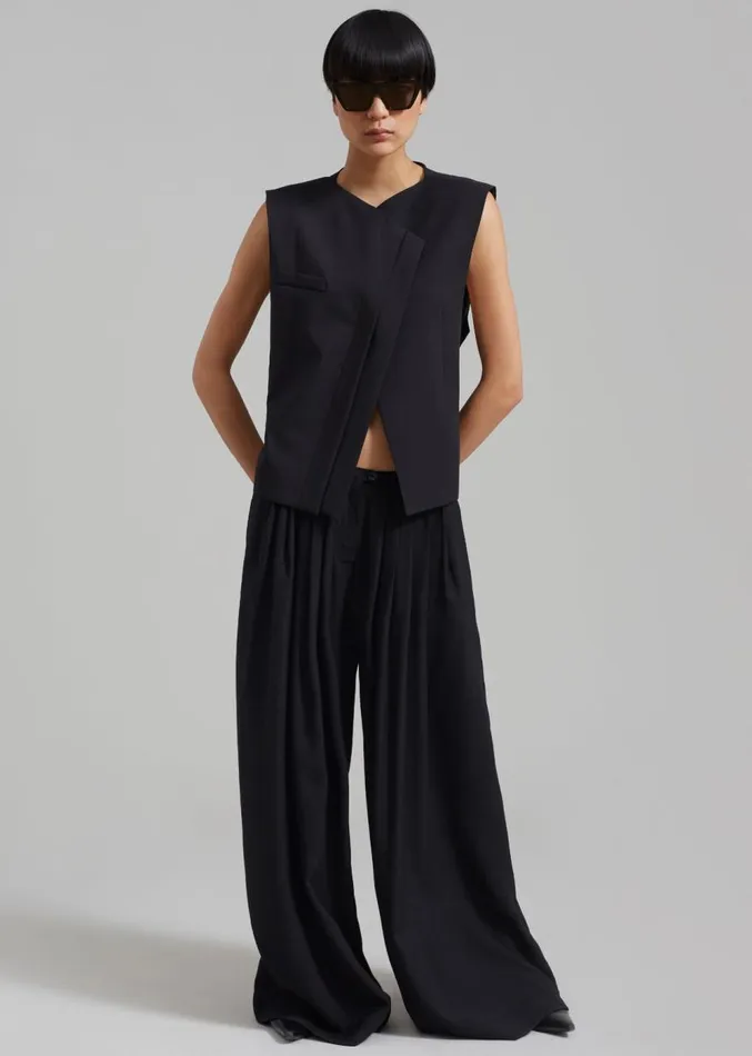 The Frankie Shop Sloane Wide Leg Trousers 8211 Black Women Clothing