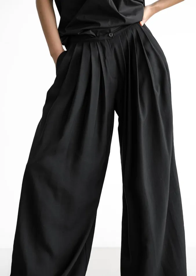 The Frankie Shop Sloane Wide Leg Trousers 8211 Black Women Clothing