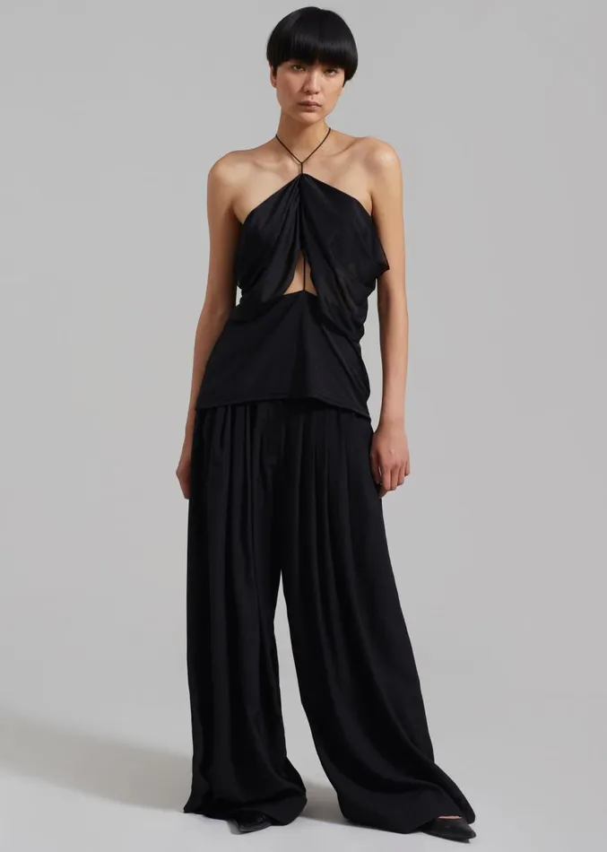 The Frankie Shop Sloane Wide Leg Trousers 8211 Black Women Clothing