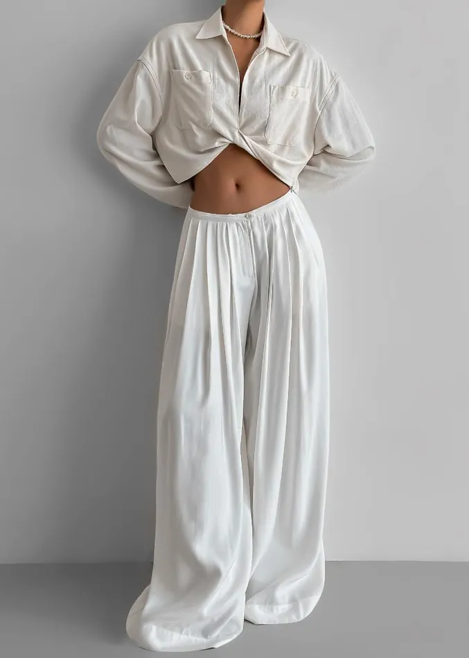 The Frankie Shop Sloane Wide Leg Trousers 8211 White Women Clothing