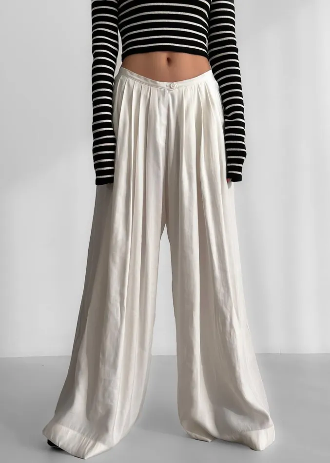 The Frankie Shop Sloane Wide Leg Trousers 8211 White Women Clothing
