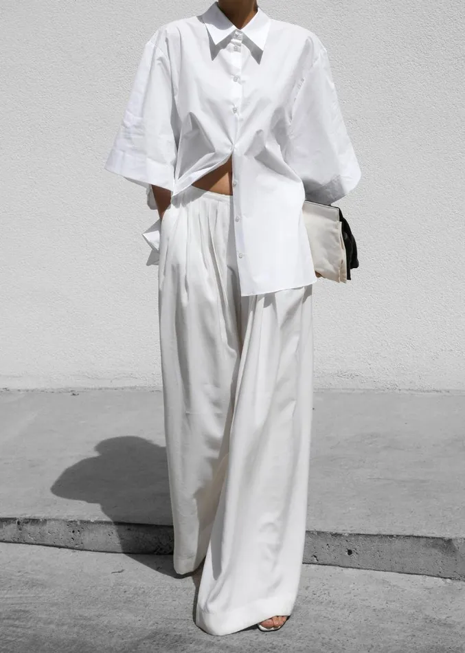 The Frankie Shop Sloane Wide Leg Trousers 8211 White Women Clothing