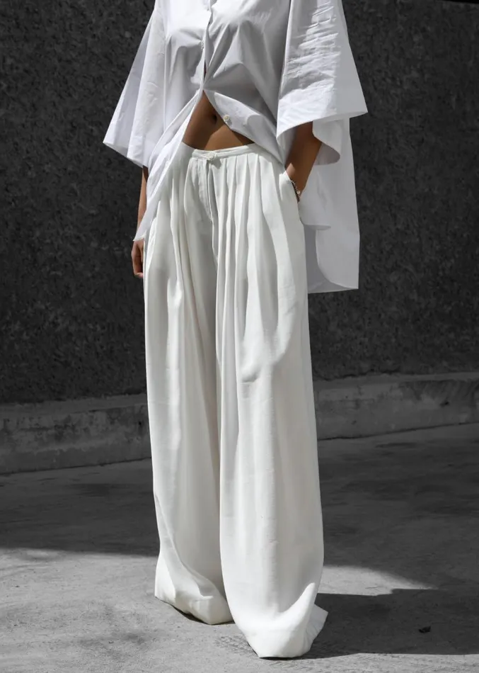 The Frankie Shop Sloane Wide Leg Trousers 8211 White Women Clothing