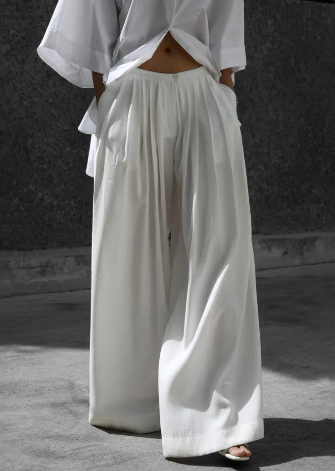The Frankie Shop Sloane Wide Leg Trousers 8211 White Women Clothing