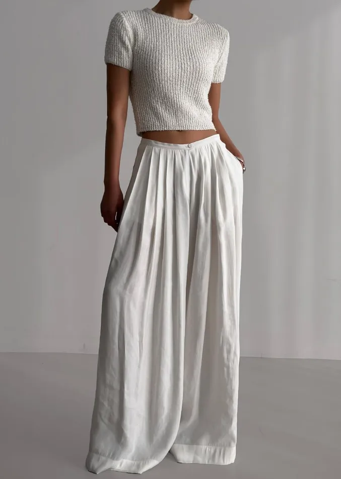 The Frankie Shop Sloane Wide Leg Trousers 8211 White Women Clothing