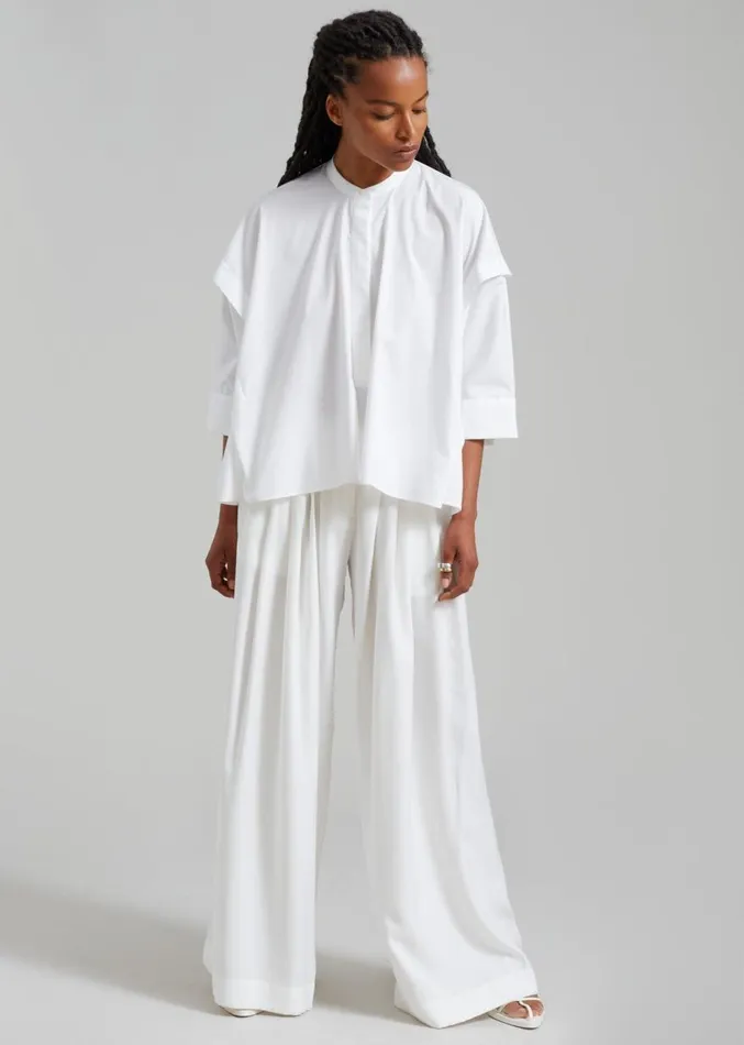 The Frankie Shop Sloane Wide Leg Trousers 8211 White Women Clothing