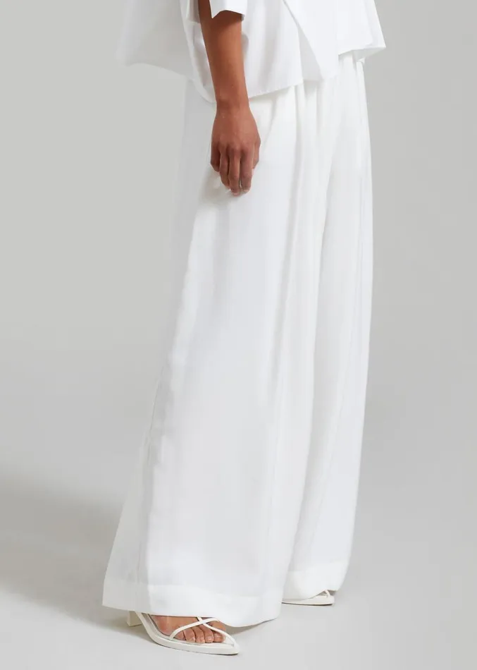 The Frankie Shop Sloane Wide Leg Trousers 8211 White Women Clothing
