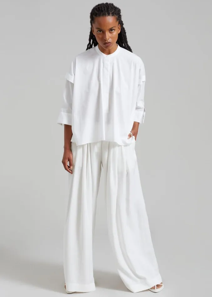 The Frankie Shop Sloane Wide Leg Trousers 8211 White Women Clothing