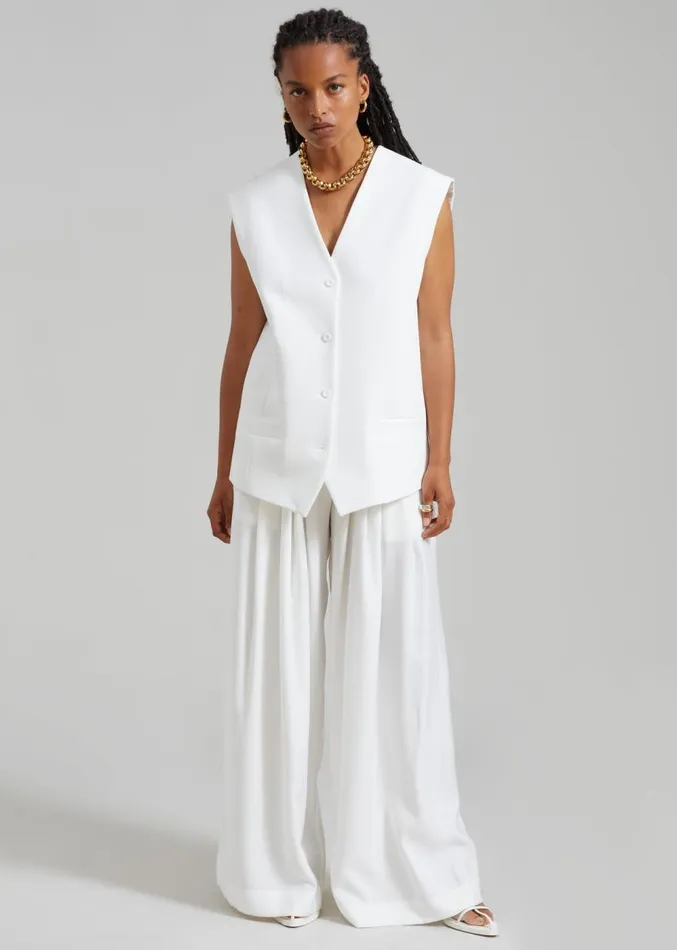 The Frankie Shop Sloane Wide Leg Trousers 8211 White Women Clothing