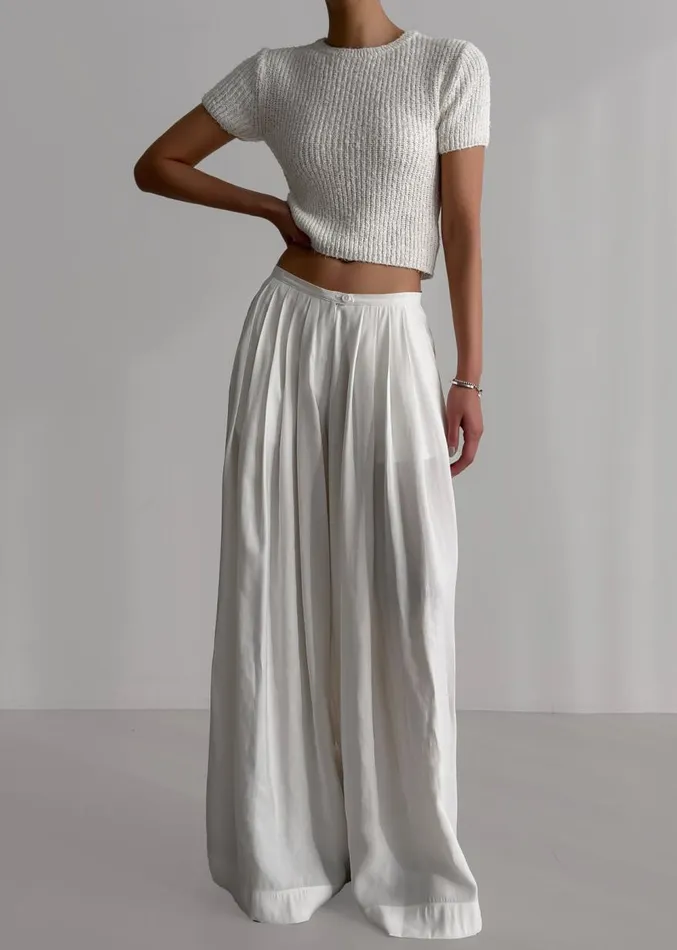 The Frankie Shop Sloane Wide Leg Trousers 8211 White Women Clothing
