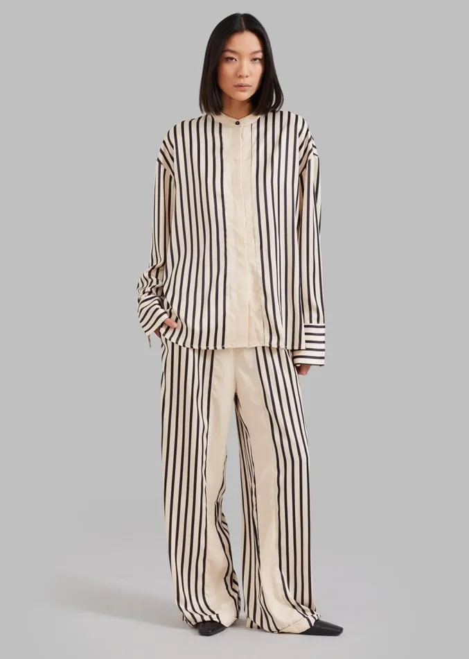 The Frankie Shop Solaqua The Resort Pants 8211 BlackOff White Women Clothing