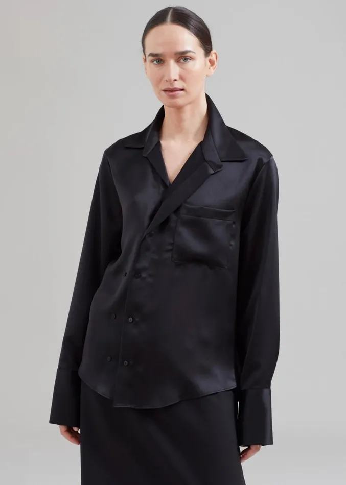 The Frankie Shop Sree Silky Shirt 8211 Black Women Clothing