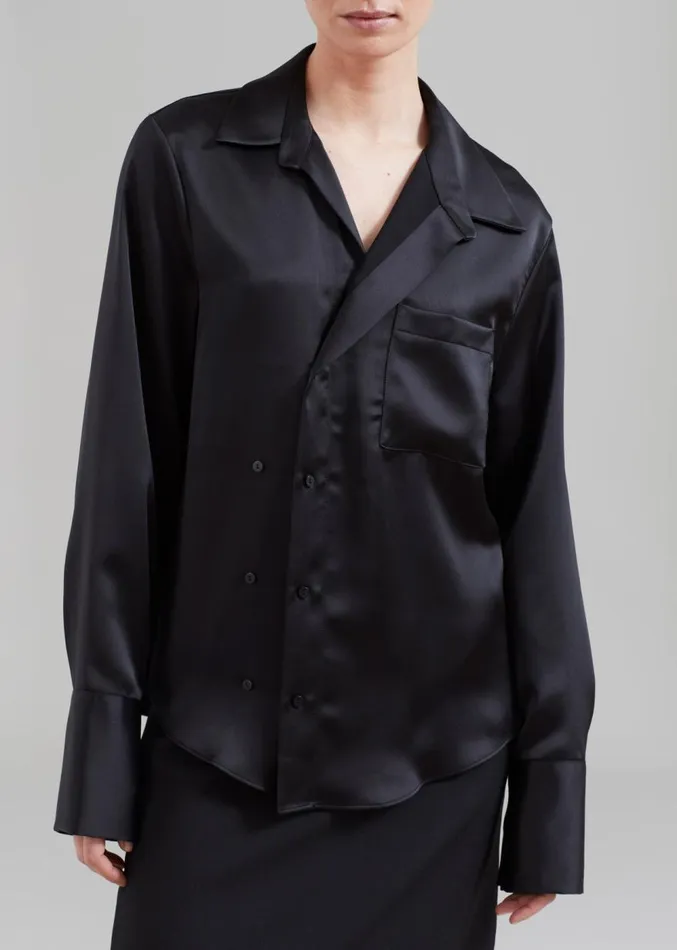 The Frankie Shop Sree Silky Shirt 8211 Black Women Clothing