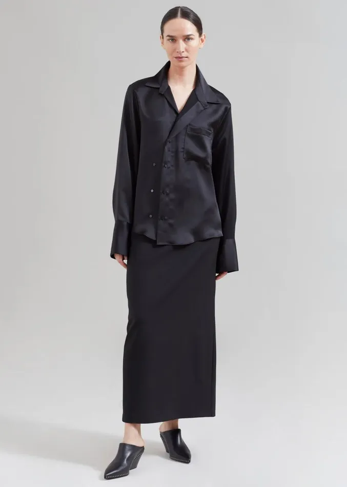 The Frankie Shop Sree Silky Shirt 8211 Black Women Clothing