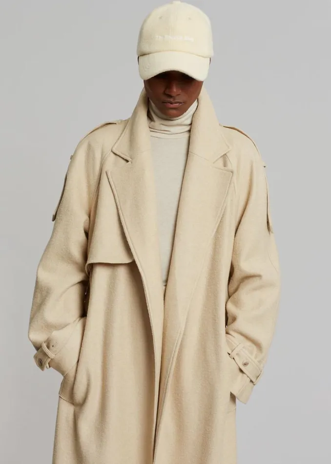 The Frankie Shop Suzanne Boiled Wool Trench Coat 8211 Beige Women Clothing
