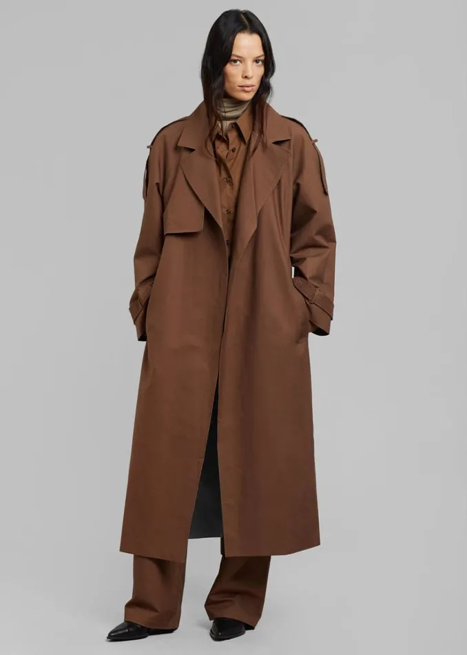 The Frankie Shop Suzanne Trench Coat 8211 Brown Women Clothing