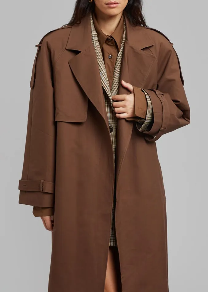 The Frankie Shop Suzanne Trench Coat 8211 Brown Women Clothing