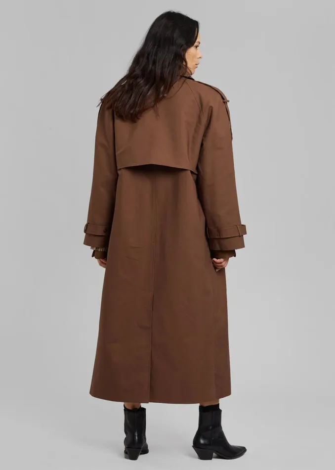 The Frankie Shop Suzanne Trench Coat 8211 Brown Women Clothing