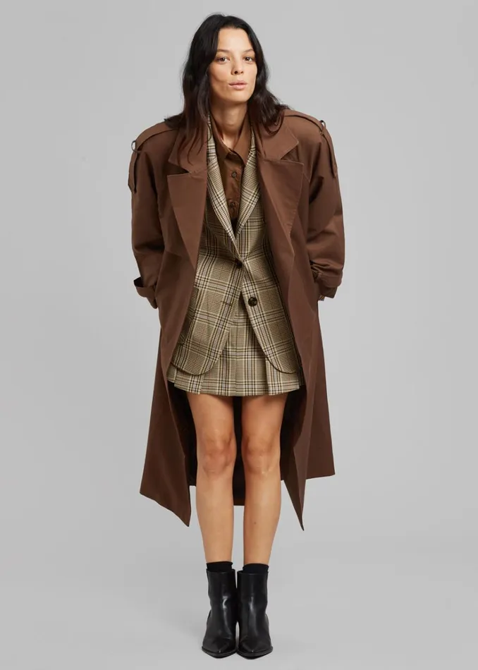 The Frankie Shop Suzanne Trench Coat 8211 Brown Women Clothing