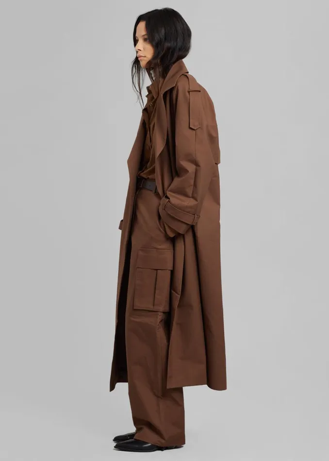 The Frankie Shop Suzanne Trench Coat 8211 Brown Women Clothing