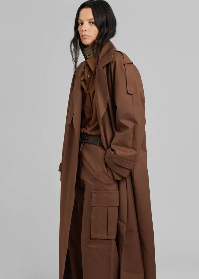 The Frankie Shop Suzanne Trench Coat 8211 Brown Women Clothing