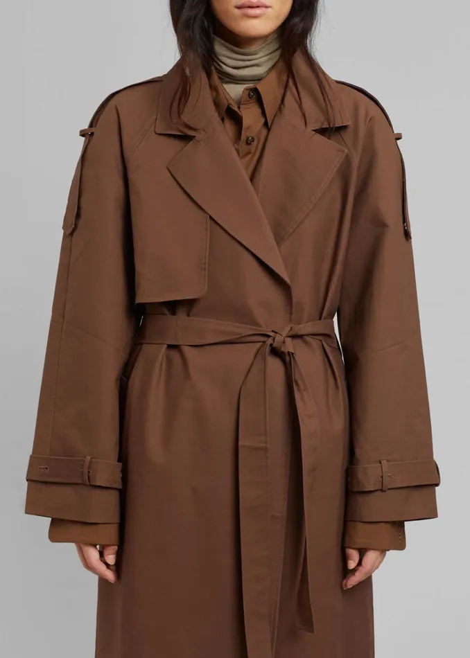 The Frankie Shop Suzanne Trench Coat 8211 Brown Women Clothing