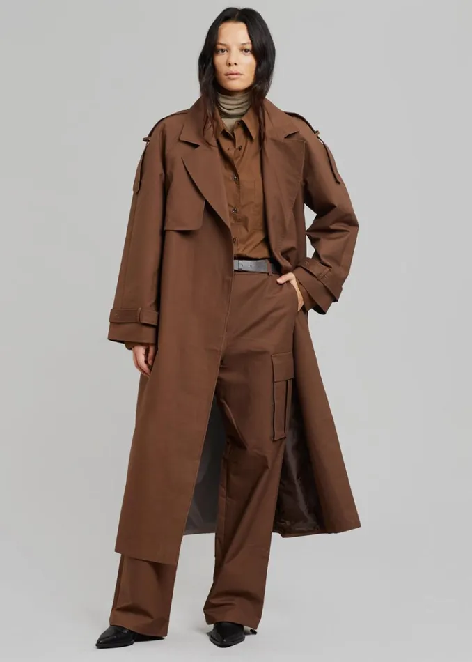 The Frankie Shop Suzanne Trench Coat 8211 Brown Women Clothing